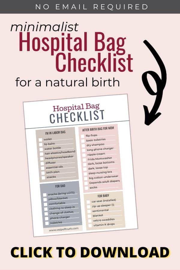 birthing hospital bag checklist